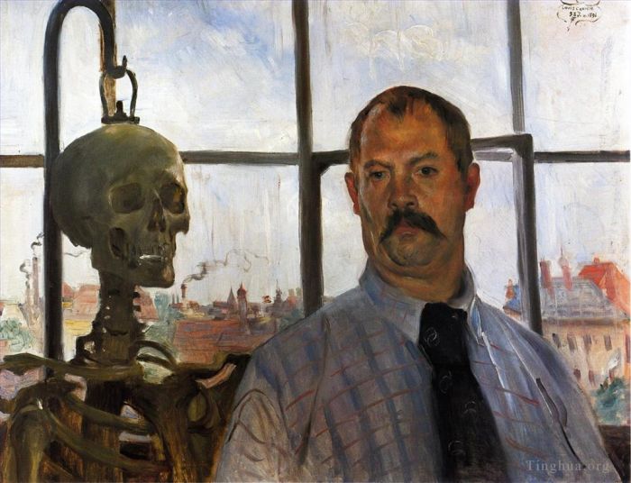 洛维斯·科林斯 的油画作品 -  《骷髅自画像》