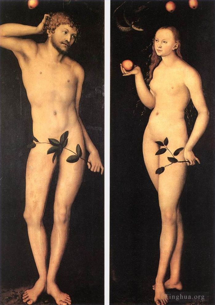老卢卡斯·克拉纳赫 的油画作品 -  《亚当和夏娃,1528》