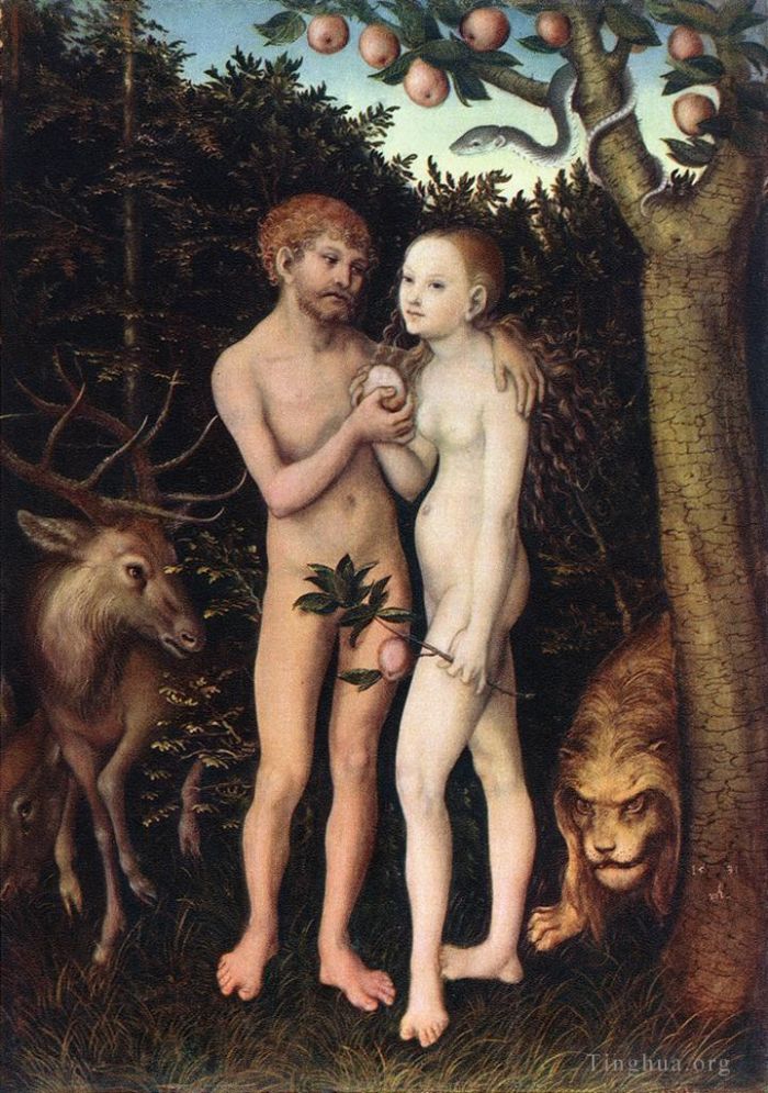 老卢卡斯·克拉纳赫 的油画作品 -  《亚当和夏娃,1533》
