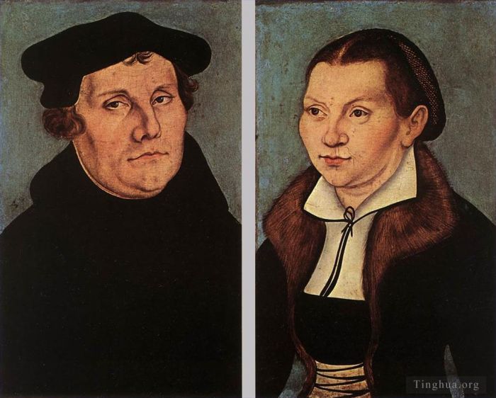 老卢卡斯·克拉纳赫 的油画作品 -  《马丁·路德和凯瑟琳·博尔的肖像》
