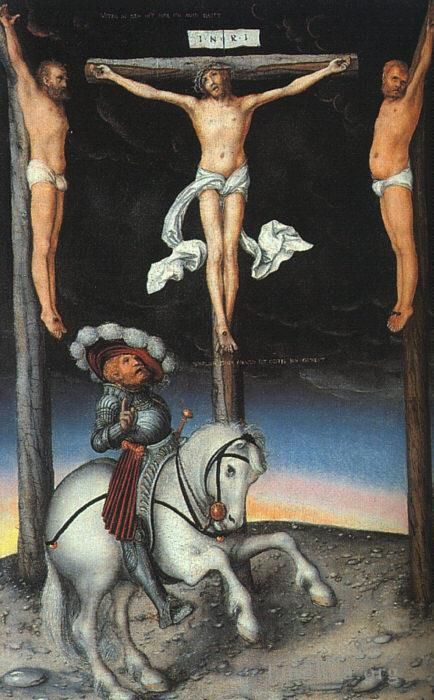 老卢卡斯·克拉纳赫 的油画作品 -  《与皈依的百夫长一起受难》