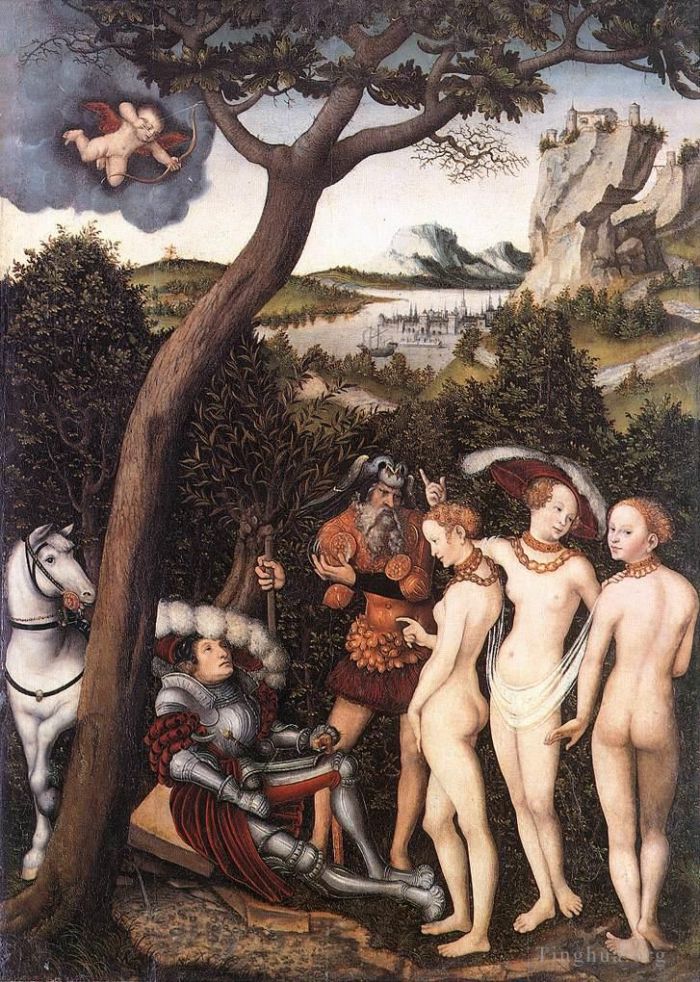 老卢卡斯·克拉纳赫 的油画作品 -  《帕里斯的审判,1528》