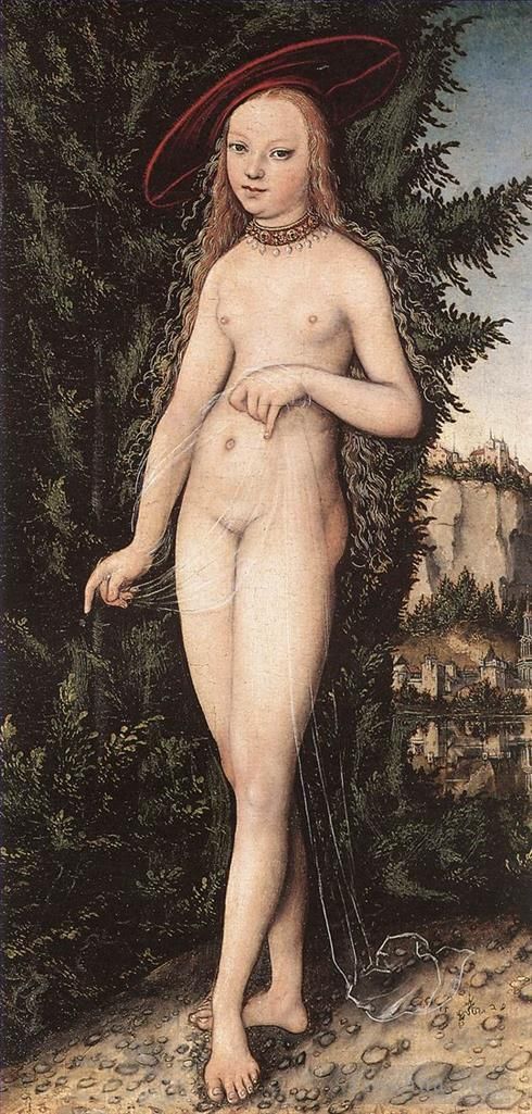 老卢卡斯·克拉纳赫 的油画作品 -  《维纳斯站在风景中》