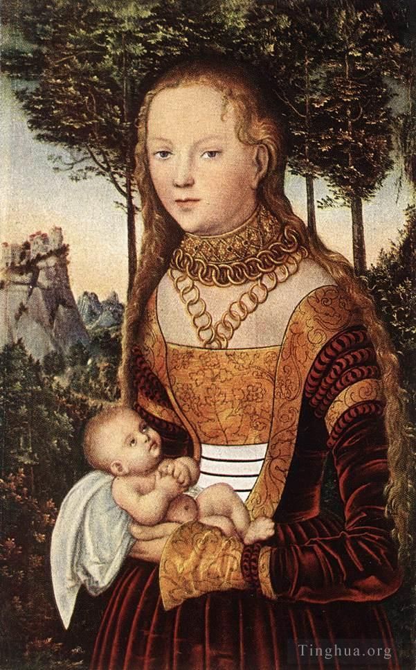 老卢卡斯·克拉纳赫 的油画作品 -  《年轻的母亲和孩子》