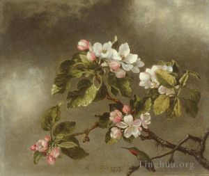 艺术家马丁·约翰逊·赫德作品《蜂鸟和苹果花》