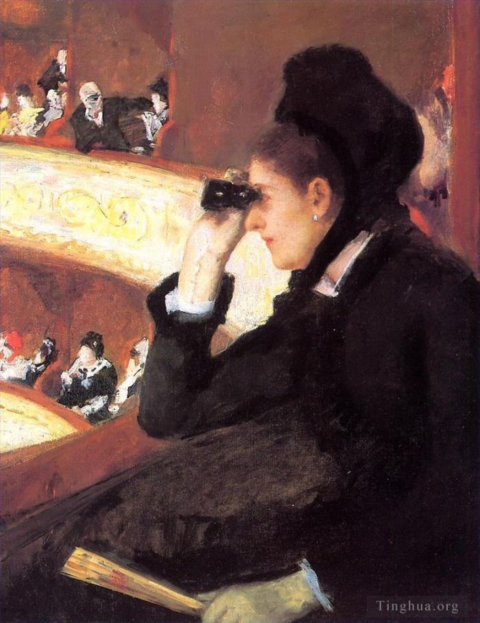 玛丽·史帝文森·卡萨特 的油画作品 -  《在法兰西的素描又名在歌剧院》