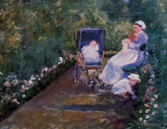 玛丽·史帝文森·卡萨特 的油画作品 -  《花园里的孩子们》