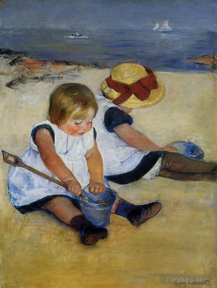 玛丽·史帝文森·卡萨特 的油画作品 -  《岸边的孩子们》