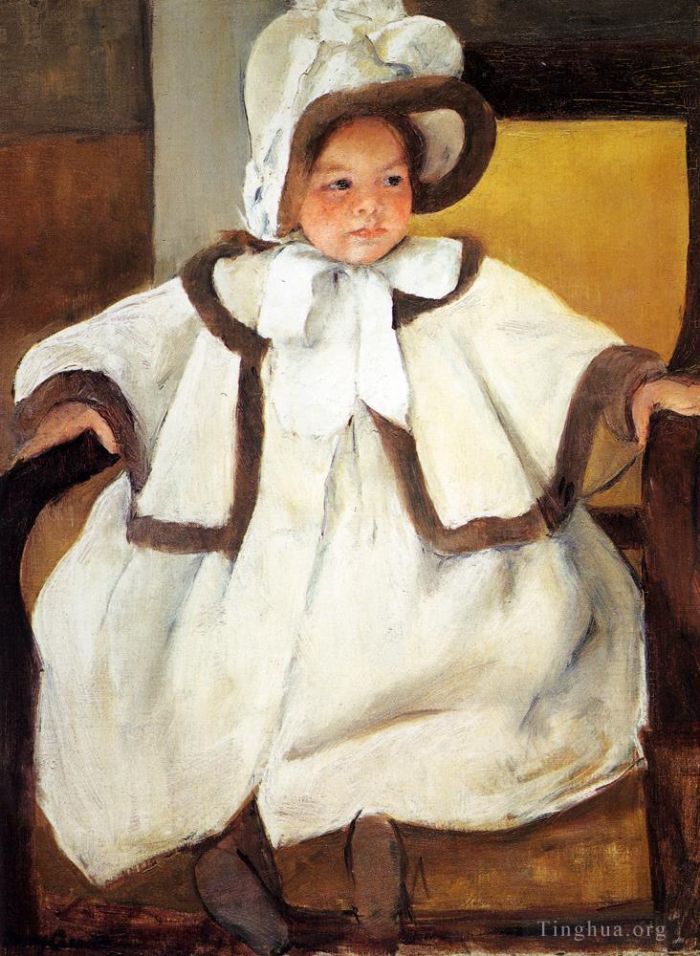 玛丽·史帝文森·卡萨特 的油画作品 -  《艾伦·玛丽·卡萨特,(Ellen,Mary,Cassatt),身穿白大褂》