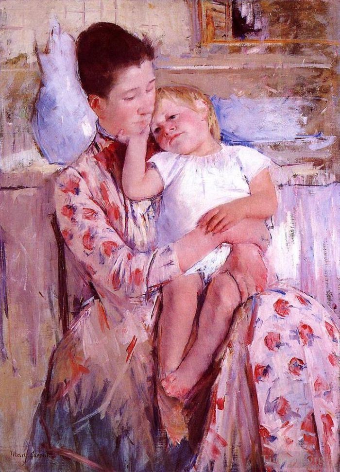 玛丽·史帝文森·卡萨特 的油画作品 -  《艾米和她的孩子》