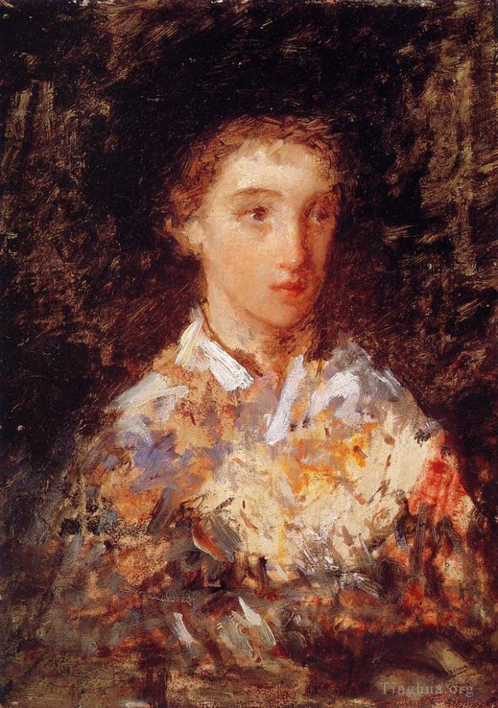 玛丽·史帝文森·卡萨特 的油画作品 -  《一个年轻女孩的头》