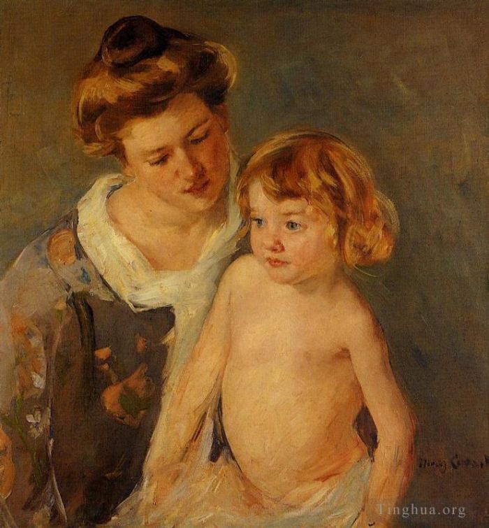 玛丽·史帝文森·卡萨特 的油画作品 -  《朱尔斯站在他的母亲身边》