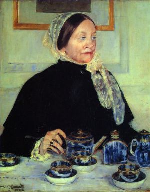 艺术家玛丽·史帝文森·卡萨特作品《茶桌旁的女士》