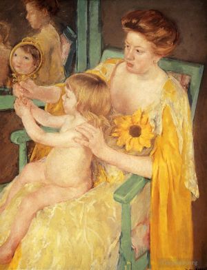 艺术家玛丽·史帝文森·卡萨特作品《衣服上别着一朵向日葵花的母亲》