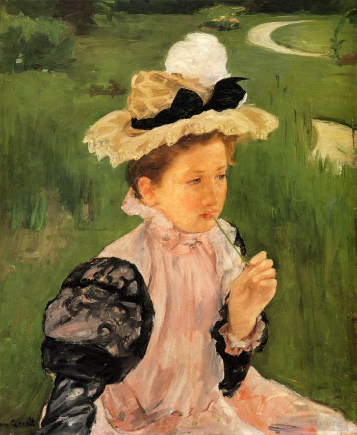 玛丽·史帝文森·卡萨特 的油画作品 -  《一个年轻女孩的肖像》