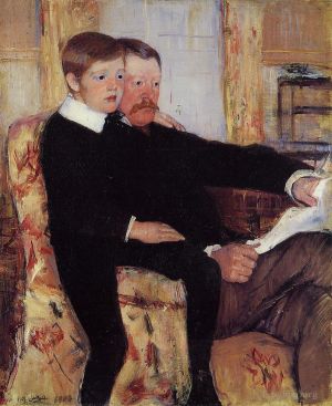 艺术家玛丽·史帝文森·卡萨特作品《亚历山大·J·卡萨特和他的儿子罗伯特·凯尔索·卡萨特的肖像》