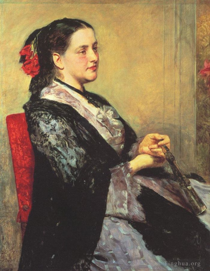 玛丽·史帝文森·卡萨特 的油画作品 -  《塞维利亚女士的肖像》
