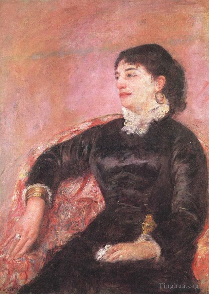 玛丽·史帝文森·卡萨特 的油画作品 -  《一位意大利女士的肖像》