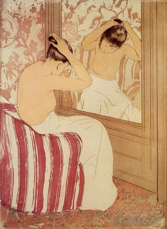 玛丽·史帝文森·卡萨特 的油画作品 -  《发型研究》