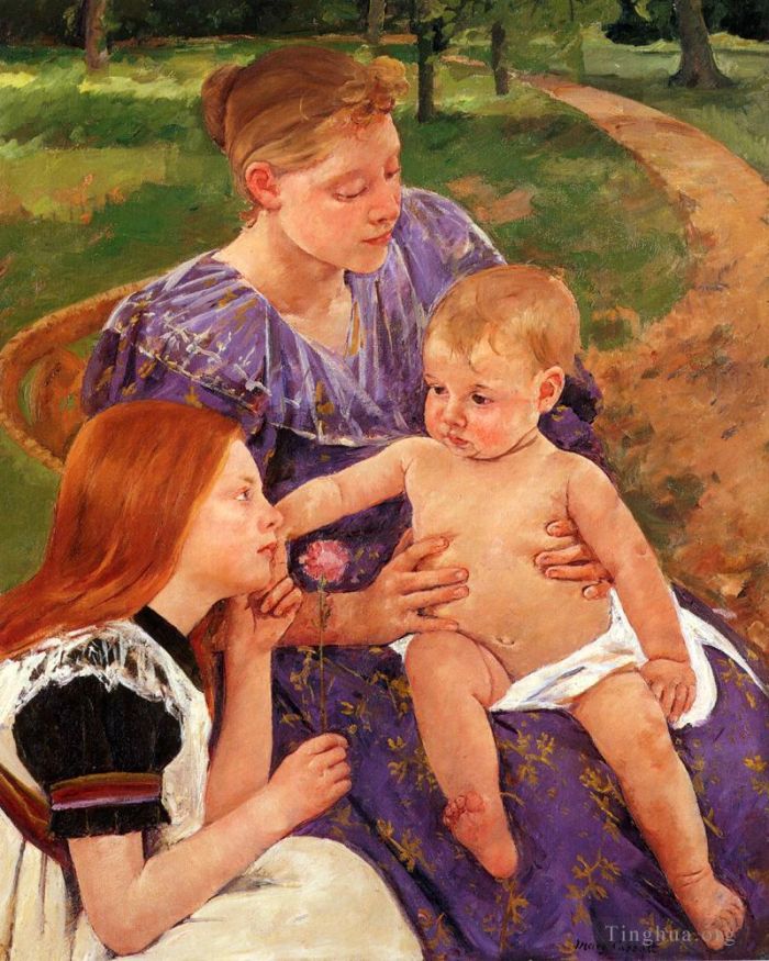 玛丽·史帝文森·卡萨特 的油画作品 -  《家庭》