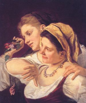 艺术家玛丽·史帝文森·卡萨特作品《两个女人扔花》