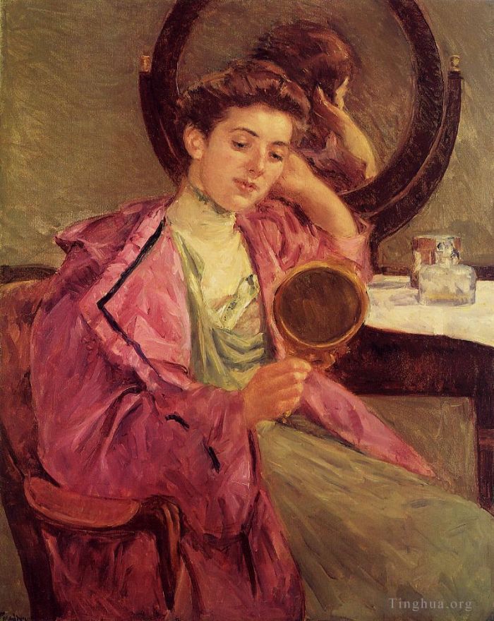 玛丽·史帝文森·卡萨特 的油画作品 -  《女人在她的盥洗室》