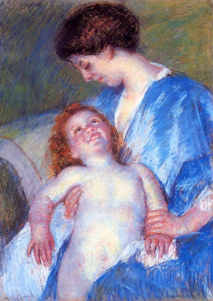 玛丽·史帝文森·卡萨特 的各类绘画作品 -  《宝宝对妈妈微笑》