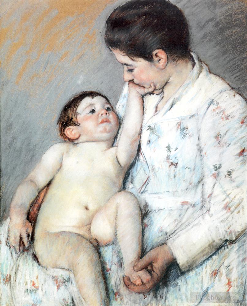 玛丽·史帝文森·卡萨特作品《宝宝的第一次爱抚》