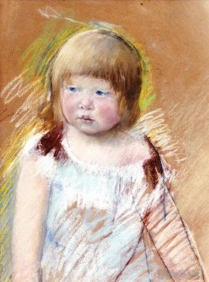艺术家玛丽·史帝文森·卡萨特作品《穿蓝色连衣裙的刘海儿童》