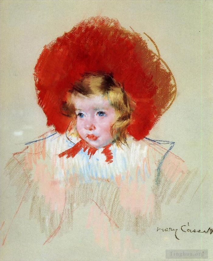 玛丽·史帝文森·卡萨特 的各类绘画作品 -  《戴着红帽子的孩子》