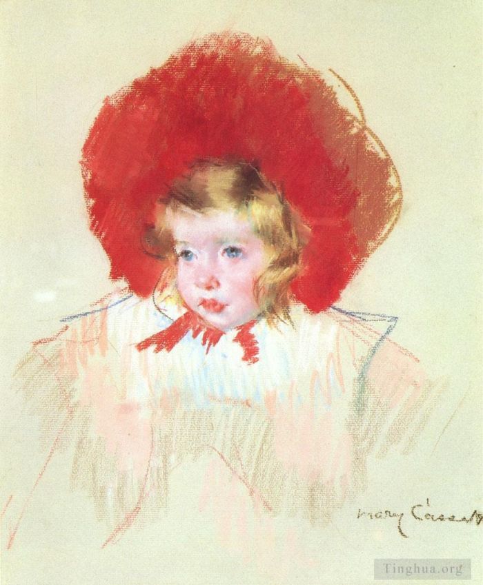 玛丽·史帝文森·卡萨特 的各类绘画作品 -  《戴红帽子的孩子》
