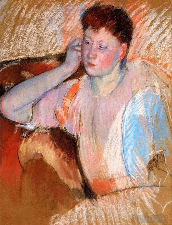 玛丽·史帝文森·卡萨特 的各类绘画作品 -  《克拉丽莎向左转，用手捂住耳朵》