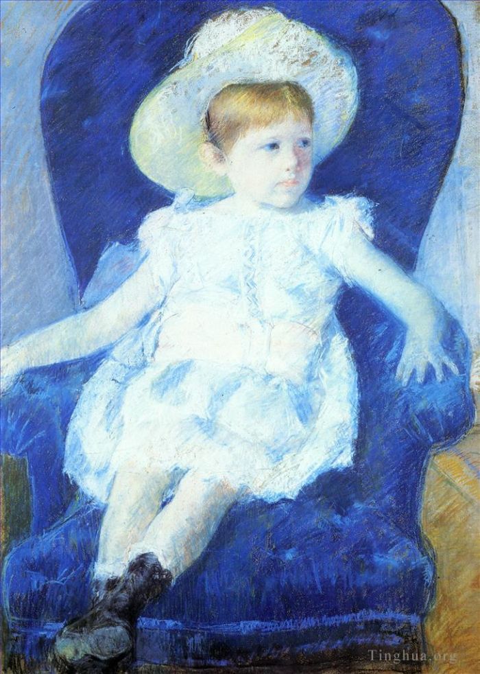 玛丽·史帝文森·卡萨特 的各类绘画作品 -  《坐在蓝色椅子上的埃尔西》