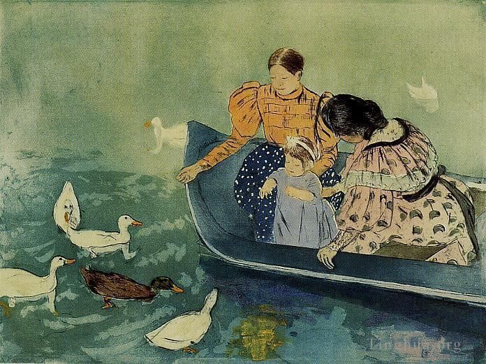 玛丽·史帝文森·卡萨特 的各类绘画作品 -  《喂鸭子》