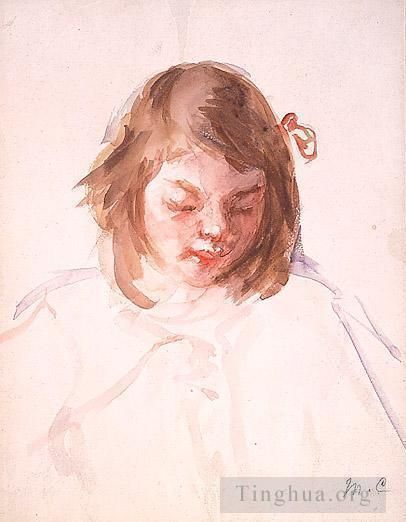 玛丽·史帝文森·卡萨特 的各类绘画作品 -  《弗朗索瓦丝低头头像》