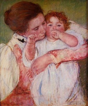 艺术家玛丽·史帝文森·卡萨特作品《小安吮吸妈妈拥抱的手指》