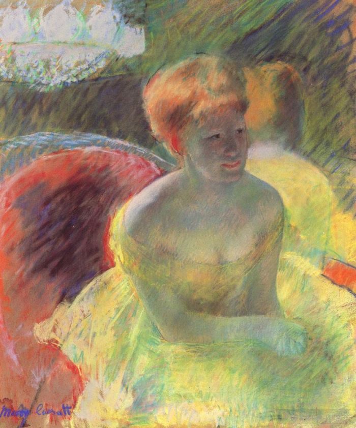 玛丽·史帝文森·卡萨特 的各类绘画作品 -  《莉迪亚靠在她的手臂上》
