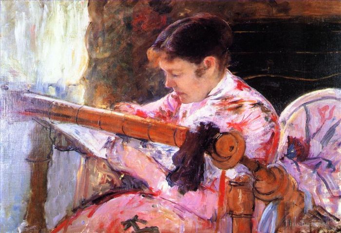 玛丽·史帝文森·卡萨特 的各类绘画作品 -  《莉迪亚在挂毯织机旁》