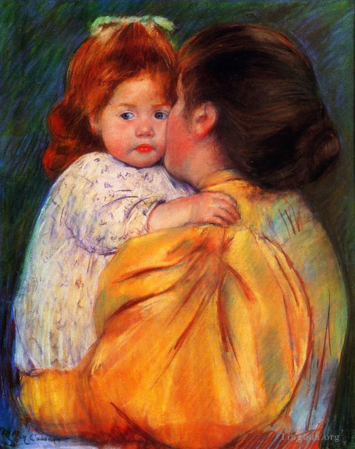 玛丽·史帝文森·卡萨特 的各类绘画作品 -  《母性之吻》
