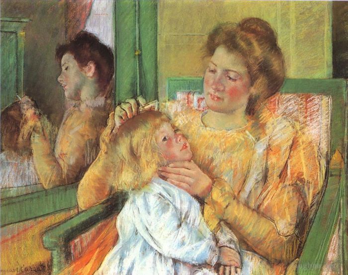 玛丽·史帝文森·卡萨特 的各类绘画作品 -  《母梳》