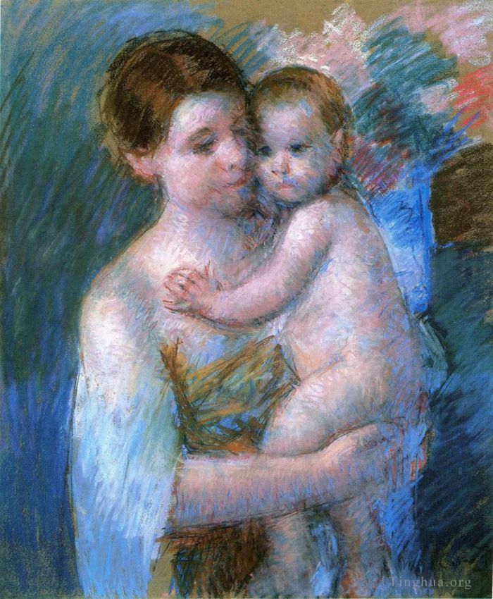 玛丽·史帝文森·卡萨特 的各类绘画作品 -  《母亲抱着她的孩子》