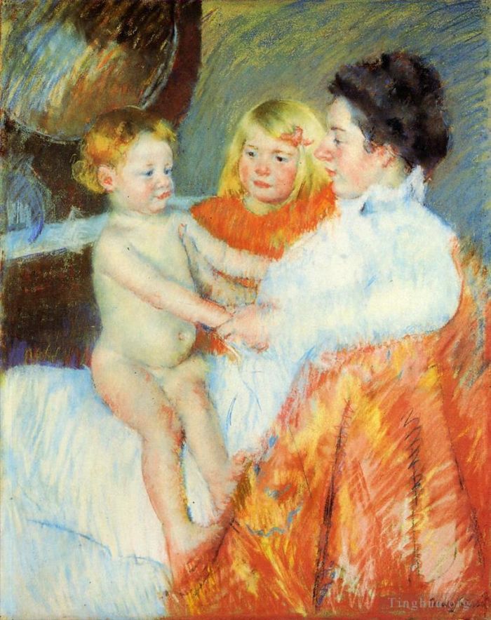玛丽·史帝文森·卡萨特 的各类绘画作品 -  《莎拉妈妈和婴儿》