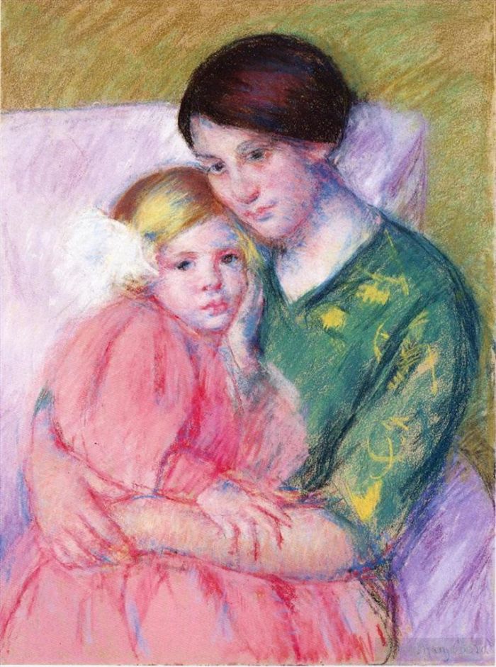 玛丽·史帝文森·卡萨特 的各类绘画作品 -  《母子读书》