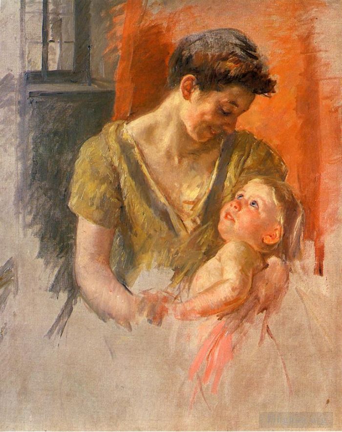 玛丽·史帝文森·卡萨特 的各类绘画作品 -  《母亲和孩子互相微笑》