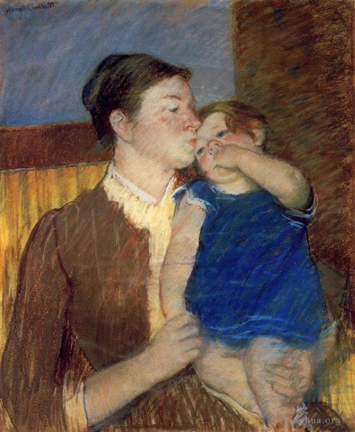 玛丽·史帝文森·卡萨特 的各类绘画作品 -  《母亲晚安之吻》