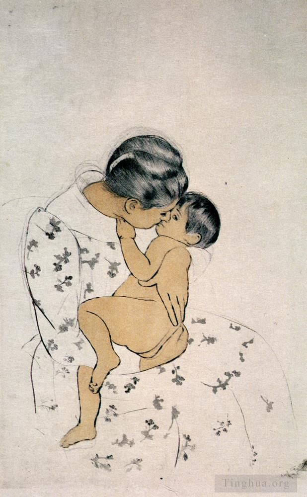 玛丽·史帝文森·卡萨特 的各类绘画作品 -  《母亲之吻,1891》