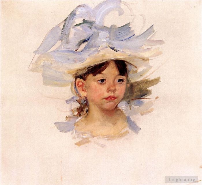 玛丽·史帝文森·卡萨特 的各类绘画作品 -  《戴大蓝帽子的艾伦·玛丽·卡萨特素描》