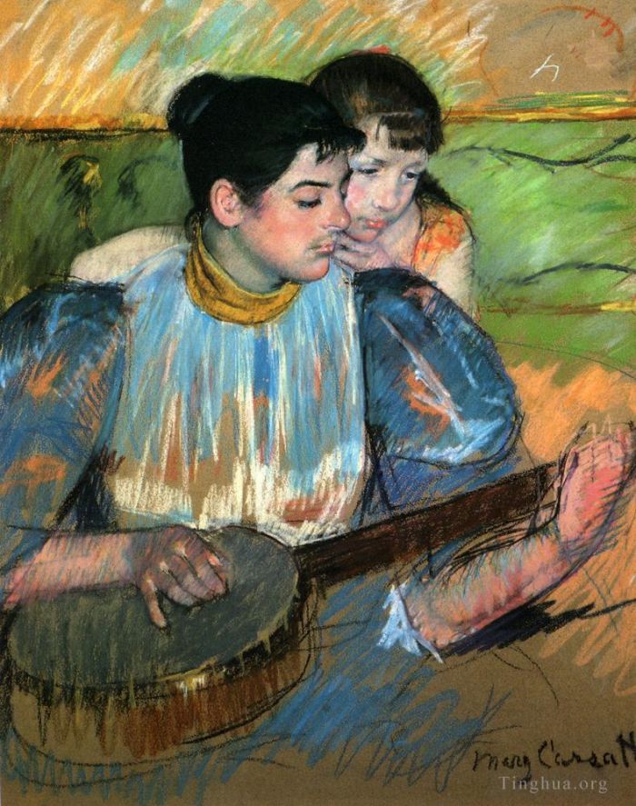 玛丽·史帝文森·卡萨特 的各类绘画作品 -  《班卓琴课程》