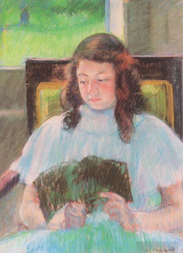 玛丽·史帝文森·卡萨特 的各类绘画作品 -  《年轻女孩读书》