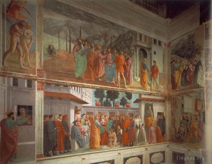 马萨乔 的各类绘画作品 -  《布兰卡奇无伴奏合唱团的壁画左视图》